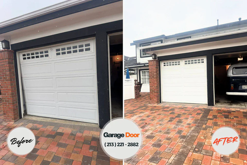 Before and after: garage door repair Westfield, MA